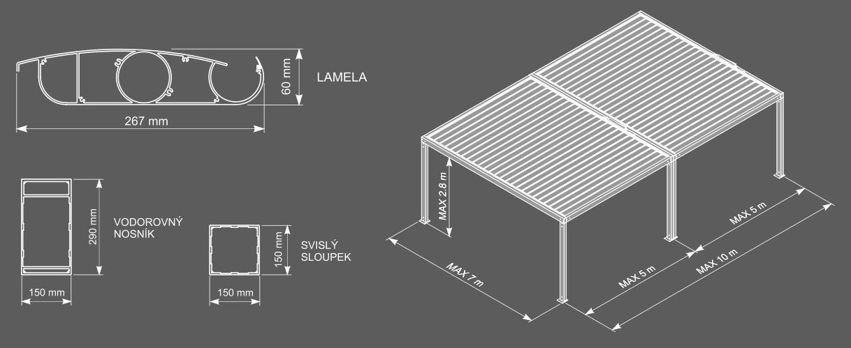 Bioklimatická pergola A - skica